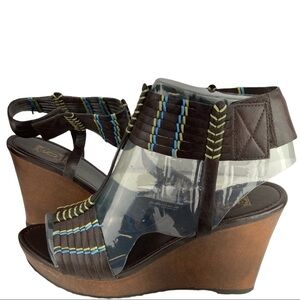 NEW Decree 9 brown vegan platform wedge sandals